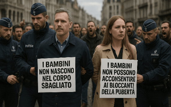 Arrestati per un cartello a difesa dei minori: dittatura ideologica nel cuore dell’Europa!