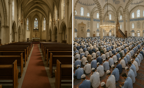 I numeri parlano chiaro: in Occidente l’islam è in forte crescita, i cattolici in calo