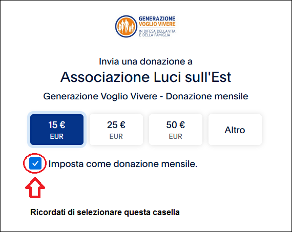 Donazione mensile PayPal