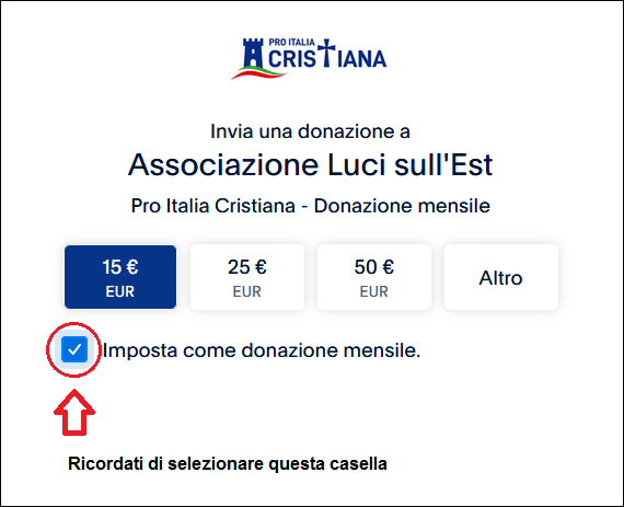 PayPal donazione mensile PIC
